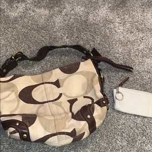 Tan/Brown Coach purse with matching coin purse